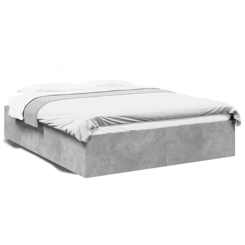 vidaXL Estructura de cama madera de ingeniería gris hormigón 150x200cm vidaXL Estructura de cama madera de ingeniería gris hormigón 150x200cm