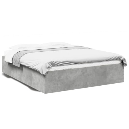 vidaXL Estructura de cama madera de ingeniería gris hormigón 150x200cm