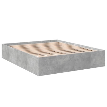 vidaXL Estructura de cama madera de ingeniería gris hormigón 150x200cm