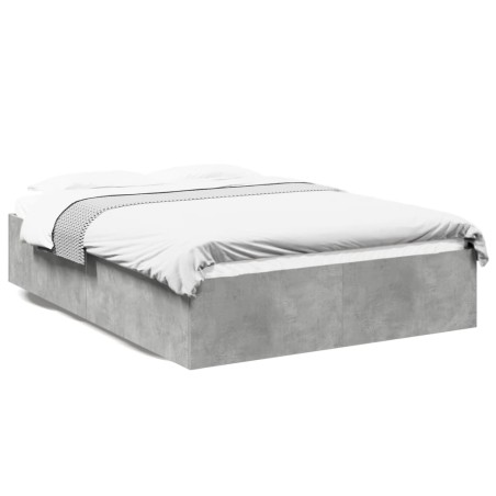 vidaXL Estructura de cama madera de ingeniería gris hormigón 135x190cm
