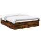vidaXL Estructura de cama madera de ingeniería roble ahumado 160x200cm vidaXL Estructura de cama madera de ingeniería roble ahumado 160x200cm
