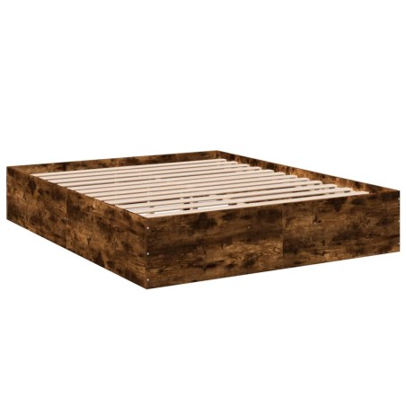 vidaXL Estructura de cama madera de ingeniería roble ahumado 160x200cm