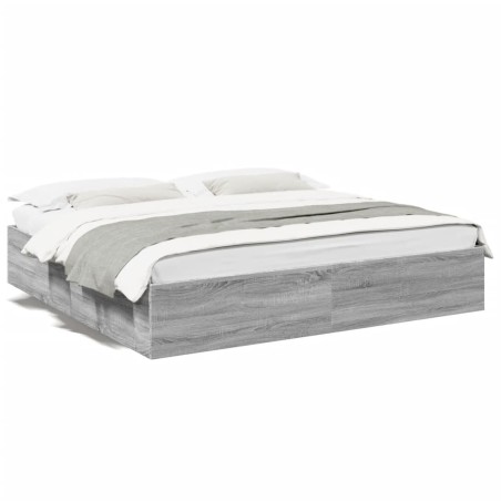 vidaXL Estructura de cama madera de ingeniería gris Sonoma 180x200 cm