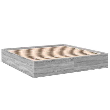 vidaXL Estructura de cama madera de ingeniería gris Sonoma 180x200 cm