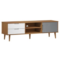vidaXL Mueble de TV MOLDE madera maciza de pino marrón 158x40x49 cm
