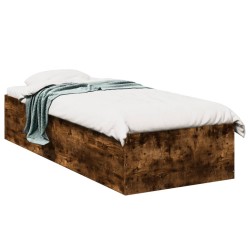 vidaXL Estructura de cama madera de ingeniería roble ahumado 90x190 cm