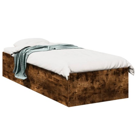 vidaXL Estructura de cama madera de ingeniería roble ahumado 90x190 cm