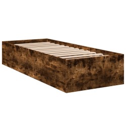 vidaXL Estructura de cama madera de ingeniería roble ahumado 90x190 cm