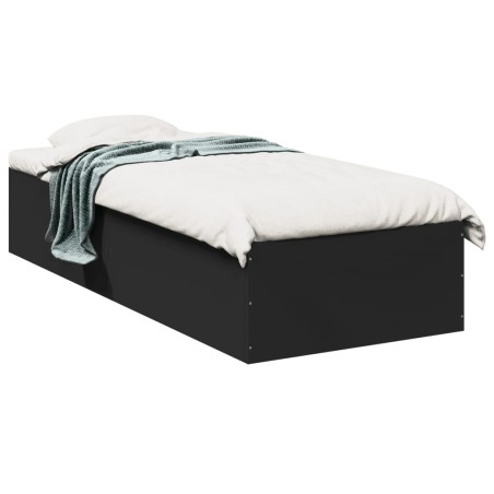 vidaXL Estructura de cama madera de ingeniería negra 100x200 cm