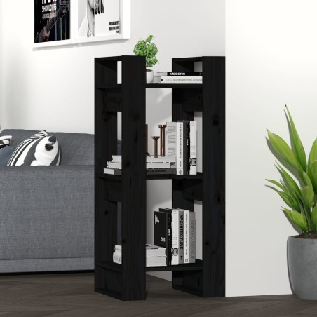vidaXL Estantería/divisor de espacios madera pino negro 41x35x91 cm