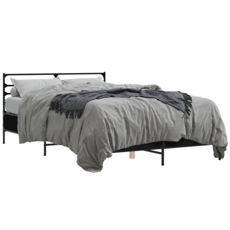 vidaXL Estructura de cama madera de ingeniería y metal negro 120x200cm