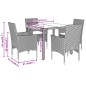 vidaXL Set comedor jardín 5 pzas cojines ratán sintético vidrio negro vidaXL Set comedor jardín 5 pzas cojines ratán sintético vidrio negro