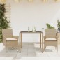 vidaXL Set comedor jardín 3 pzas cojines ratán sintético vidrio beige vidaXL Set comedor jardín 3 pzas cojines ratán sintético vidrio beige