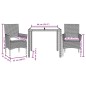 vidaXL Set comedor jardín 3 pzas cojines ratán sintético vidrio beige vidaXL Set comedor jardín 3 pzas cojines ratán sintético vidrio beige