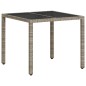 vidaXL Set comedor jardín 3 pzas y cojines ratán PE vidrio gris claro