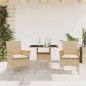 vidaXL Set comedor jardín 3 pzas cojines ratán sintético vidrio beige