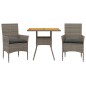 vidaXL Set de comedor jardín 3 pzas con cojines ratán PE acacia gris vidaXL Set de comedor jardín 3 pzas con cojines ratán PE acacia gris