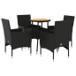 vidaXL Set de comedor jardín 5 pzas con cojines ratán PE acacia negro vidaXL Set de comedor jardín 5 pzas con cojines ratán PE acacia negro