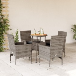 vidaXL Set de comedor jardín 5 pzas con cojines ratán PE acacia gris