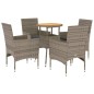 vidaXL Set de comedor jardín 5 pzas con cojines ratán PE acacia gris vidaXL Set de comedor jardín 5 pzas con cojines ratán PE acacia gris
