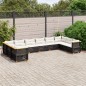 vidaXL Set de sofás de jardín 10 pzas cojines ratán sintético negro vidaXL Set de sofás de jardín 10 pzas cojines ratán sintético negro