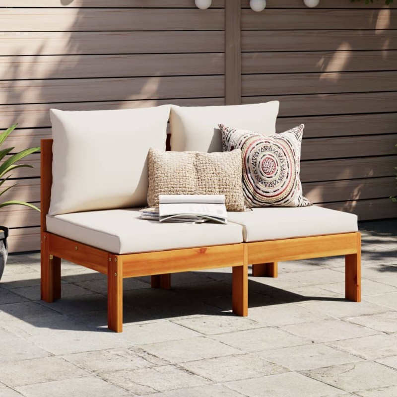 vidaXL Sofá jardín sin reposabrazos con cojines 2 plazas madera acacia vidaXL Sofá jardín sin reposabrazos con cojines 2 plazas madera acacia