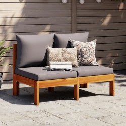 vidaXL Sofá jardín sin reposabrazos con cojines 2 plazas madera acacia