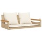 vidaXL Banco columpio con cojines ratán sintético beige 109x62x40 cm vidaXL Banco columpio con cojines ratán sintético beige 109x62x40 cm