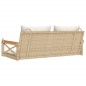 vidaXL Banco columpio con cojines ratán sintético beige 109x62x40 cm vidaXL Banco columpio con cojines ratán sintético beige 109x62x40 cm