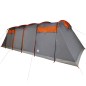 vidaXL Tienda de campaña familiar túnel 8 personas impermeable naranja