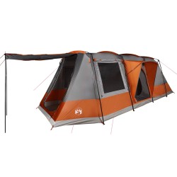 vidaXL Tienda de camping con túnel 4 personas impermeable gris naranja