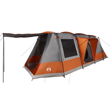 vidaXL Tienda de camping con túnel 4 personas impermeable gris naranja