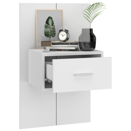 vidaXL Mesitas de noche de pared 2 unidades blanco brillante