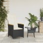 vidaXL Sillón reclinable de jardín con cojines ratán sintético negro