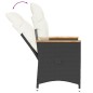 vidaXL Sillón reclinable de jardín con cojines ratán sintético negro