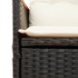 vidaXL Sillón reclinable de jardín con cojines ratán sintético negro