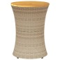 vidaXL Mesa de jardín forma de tambor ratán sintético y madera beige vidaXL Mesa de jardín forma de tambor ratán sintético y madera beige