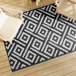 vidaXL Alfombra de exterior PP blanco y negro 140x200 cm