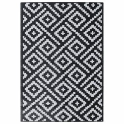vidaXL Alfombra de exterior PP blanco y negro 140x200 cm
