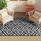 vidaXL Alfombra de exterior PP blanco y negro 140x200 cm vidaXL Alfombra de exterior PP blanco y negro 140x200 cm