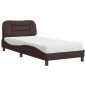 vidaXL Cama con colchón tela marrón oscuro 80x200 cm vidaXL Cama con colchón tela marrón oscuro 80x200 cm