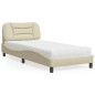 vidaXL Cama con colchón tela color crema 80x200 cm