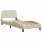 vidaXL Cama con colchón tela color crema 80x200 cm