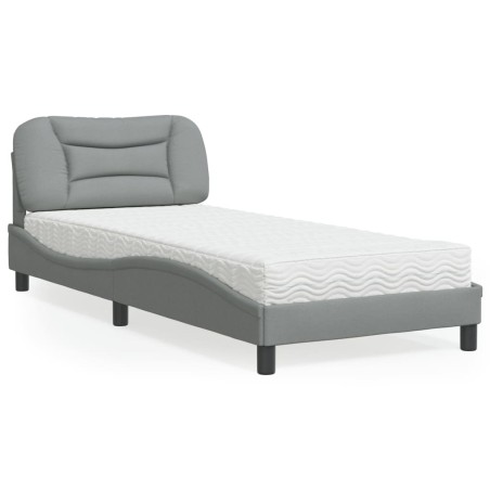 vidaXL Cama con colchón tela gris claro 90x200 cm