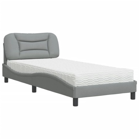vidaXL Cama con colchón tela gris claro 90x200 cm