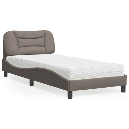 vidaXL Cama con colchón tela gris taupe 90x200 cm