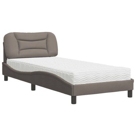 vidaXL Cama con colchón tela gris taupe 90x200 cm