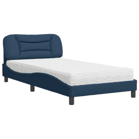 vidaXL Cama con colchón tela azul 100x200 cm