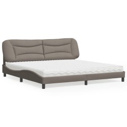 vidaXL Cama con colchón tela gris taupe 200x200 cm