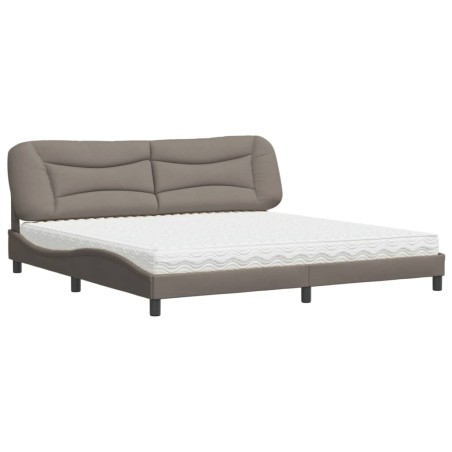 vidaXL Cama con colchón tela gris taupe 200x200 cm